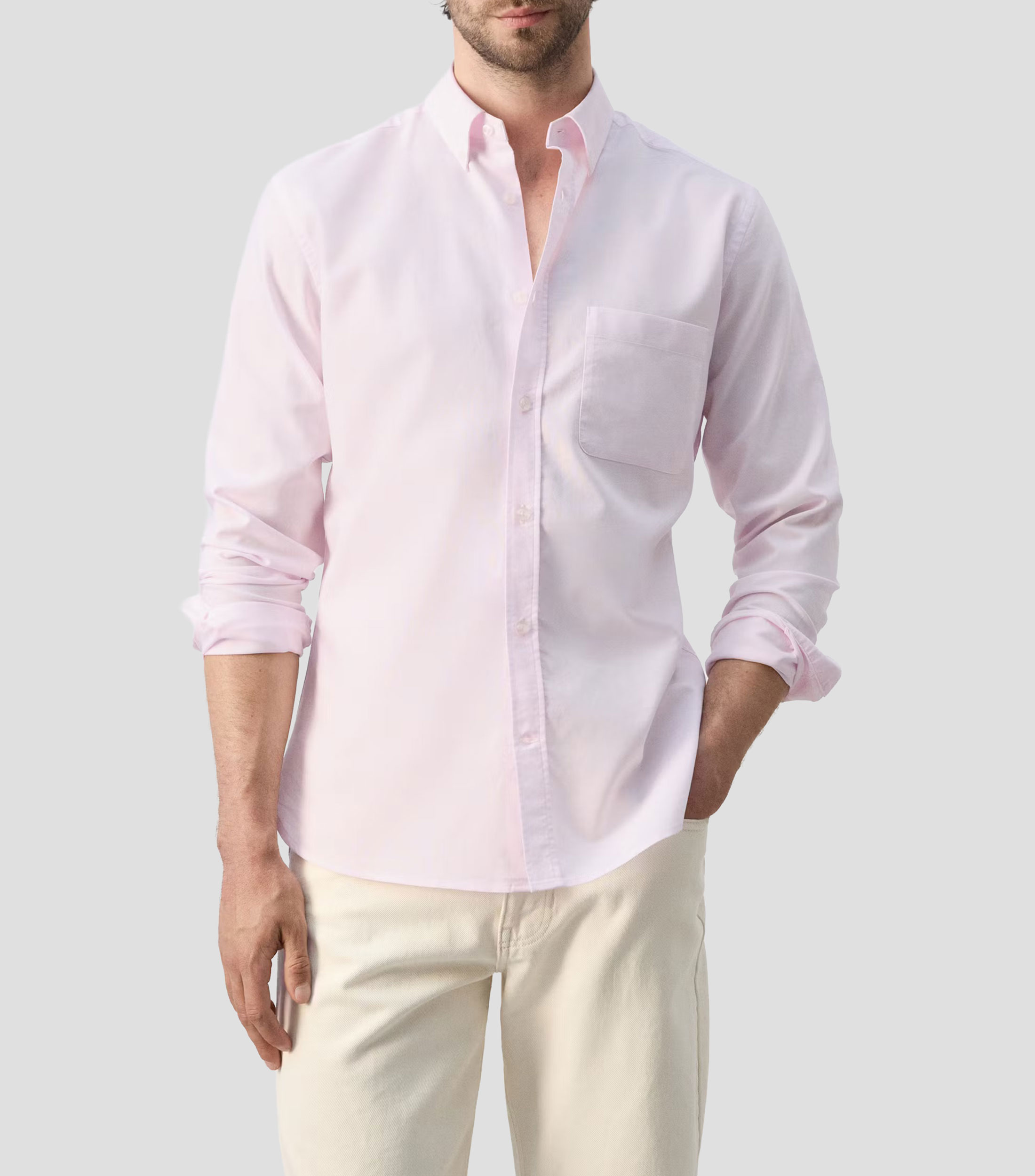 Camisa lisa manga larga Hombre